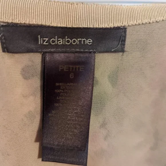 Liz Claiborne Petite Green, Pink & Brown Watercolor Pleated A-Line Skirt sz 8P - Picture 6 of 6